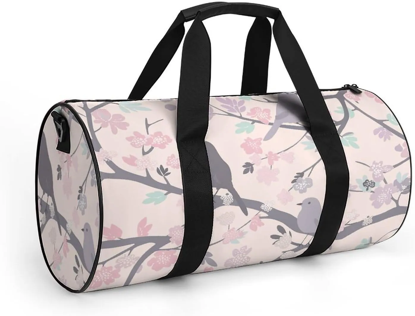 Travel Duffel Bag for Men And Women,Pastel Peach Bird Waterproof Sports Fitness Bag Portable Travel Duffel Bag
