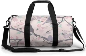 Travel Duffel Bag for Men And Women,Pastel Peach Bird Waterproof Sports Fitness Bag Portable Travel Duffel Bag