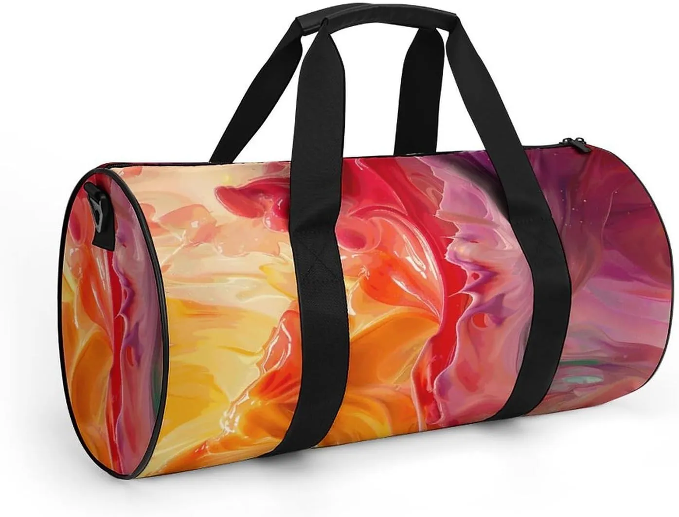 Travel Duffel Bag for Men And Women,Peach And Yellow Swirls Waterproof Sports Fitness Bag Portable Travel Duffel Bag