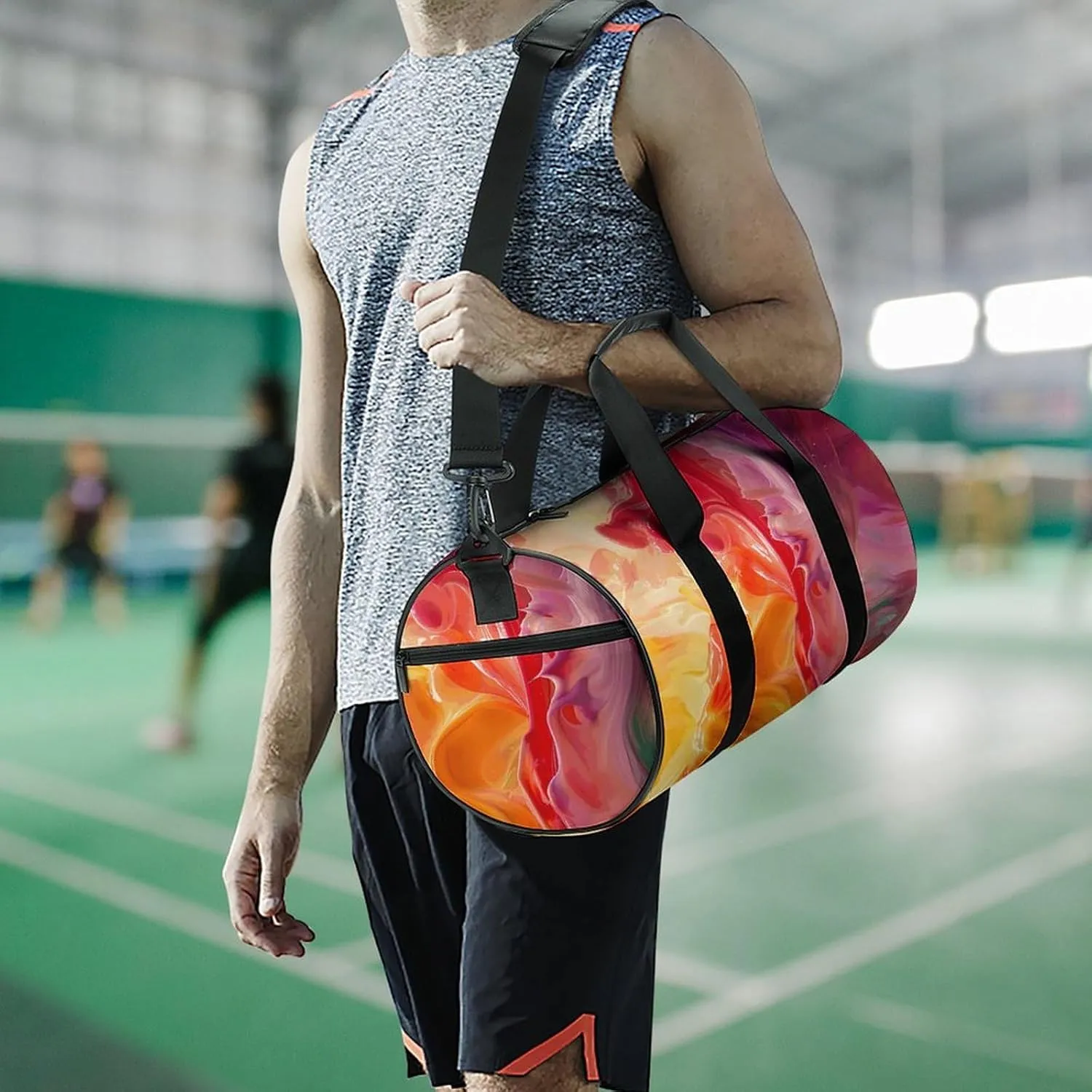 Travel Duffel Bag for Men And Women,Peach And Yellow Swirls Waterproof Sports Fitness Bag Portable Travel Duffel Bag