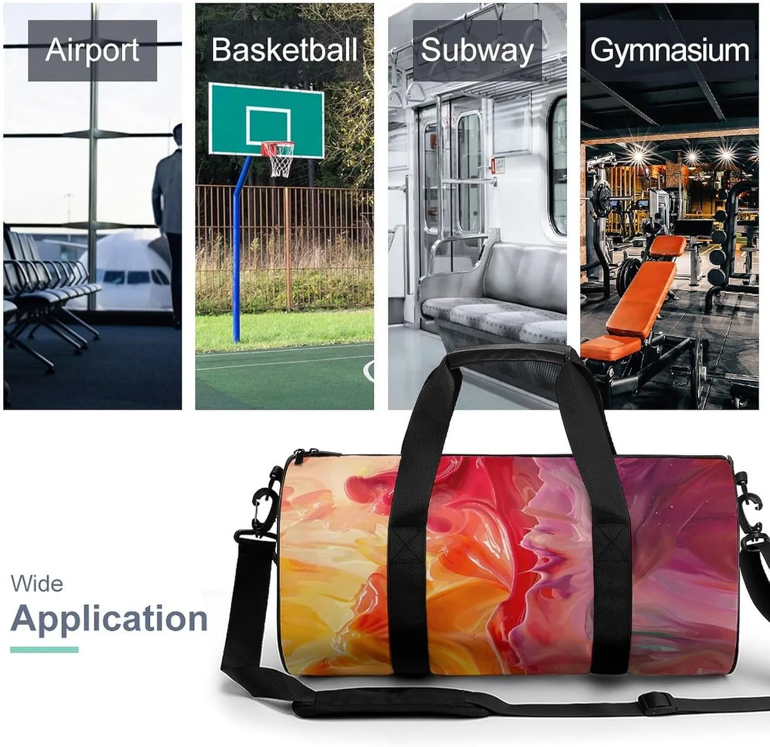 Travel Duffel Bag for Men And Women,Peach And Yellow Swirls Waterproof Sports Fitness Bag Portable Travel Duffel Bag