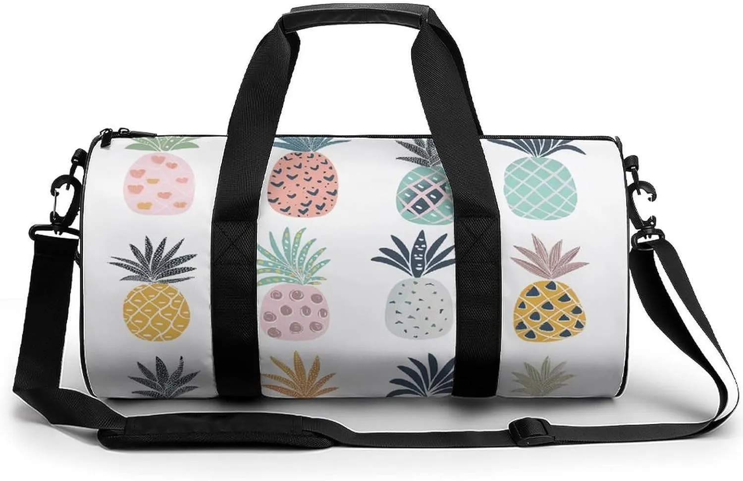 Travel Duffel Bag for Men And Women,Pineapple Doodle Drawing Waterproof Sports Fitness Bag Portable Travel Duffel Bag