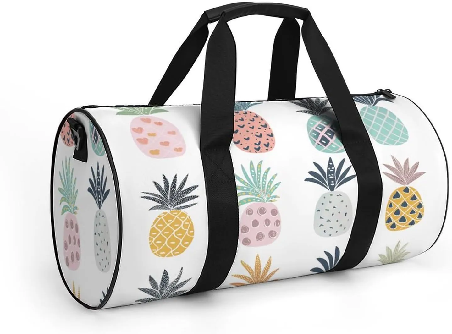 Travel Duffel Bag for Men And Women,Pineapple Doodle Drawing Waterproof Sports Fitness Bag Portable Travel Duffel Bag