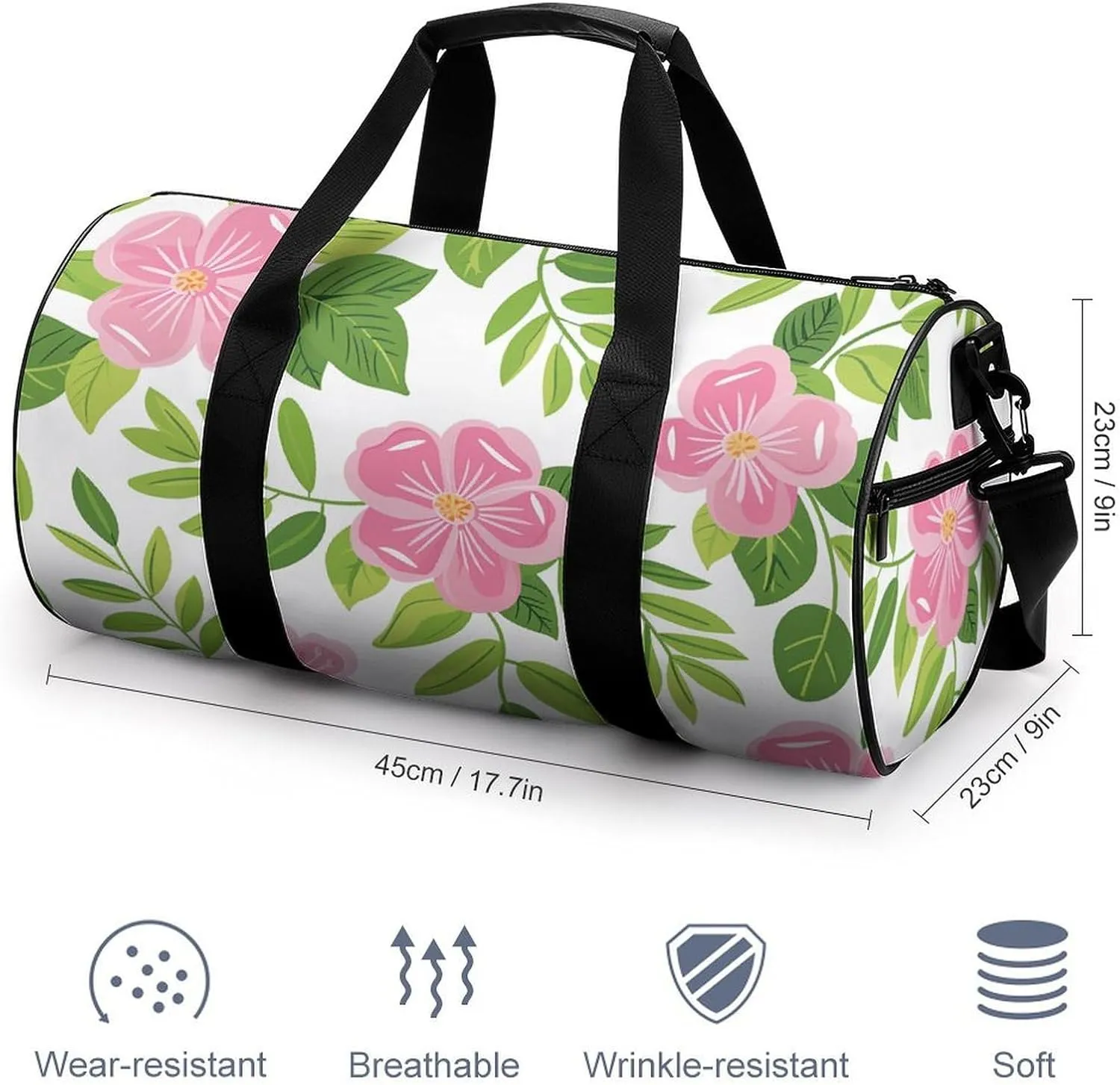 Travel Duffel Bag for Men And Women,Simple Line Flower Waterproof Sports Fitness Bag Portable Travel Duffel Bag