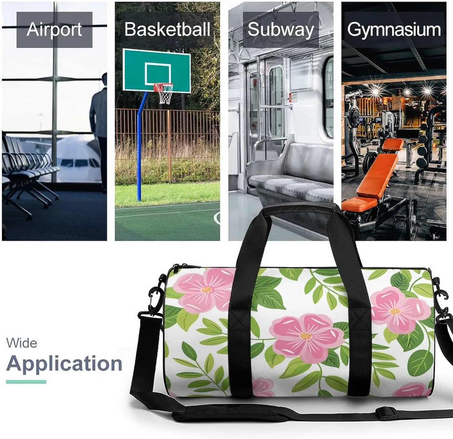 Travel Duffel Bag for Men And Women,Simple Line Flower Waterproof Sports Fitness Bag Portable Travel Duffel Bag