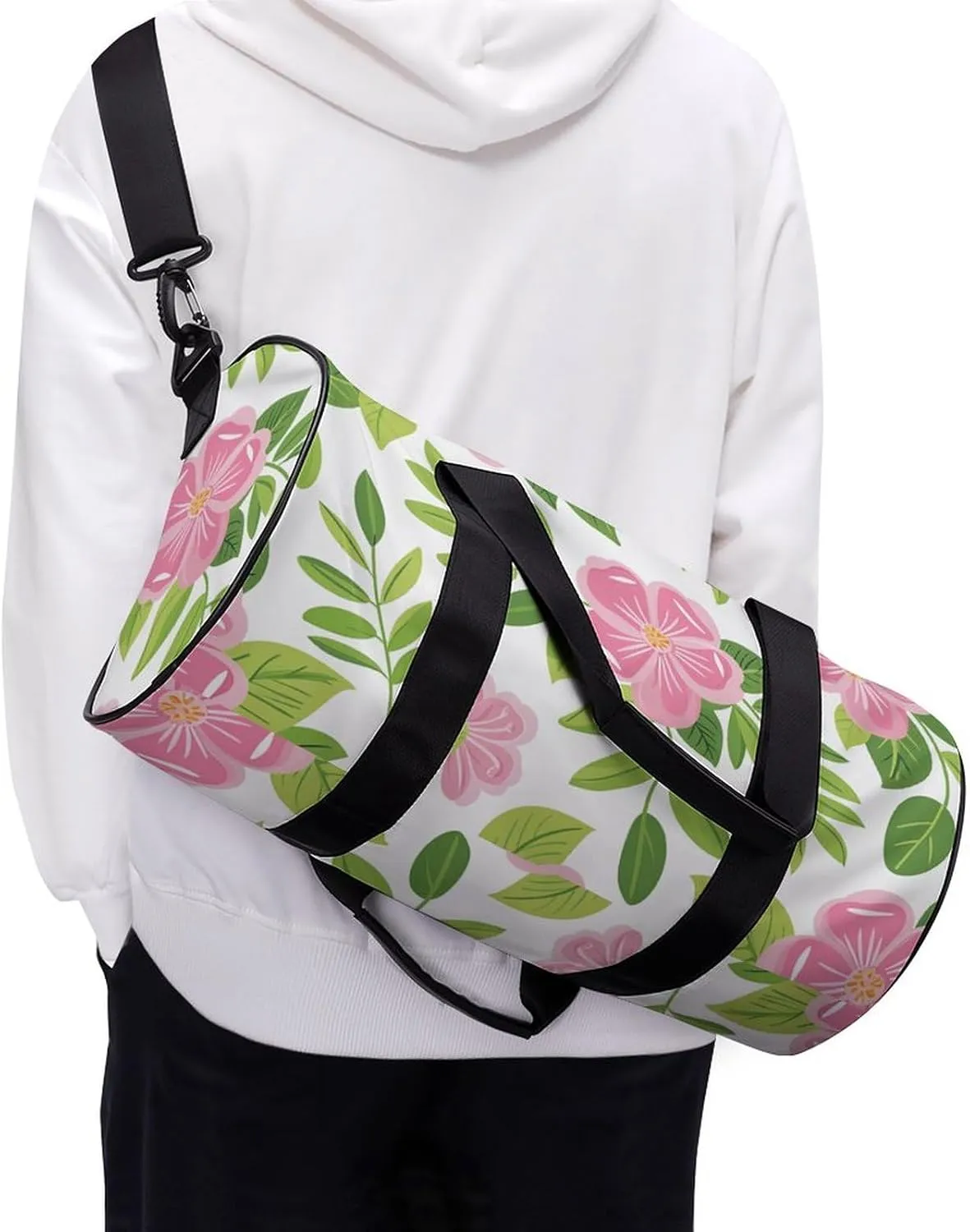Travel Duffel Bag for Men And Women,Simple Line Flower Waterproof Sports Fitness Bag Portable Travel Duffel Bag