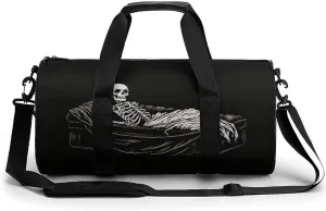Travel Duffel Bag for Men And Women,Skeleton in The Coffin Waterproof Sports Fitness Bag Portable Travel Duffel Bag, 17.7in/9in/9in