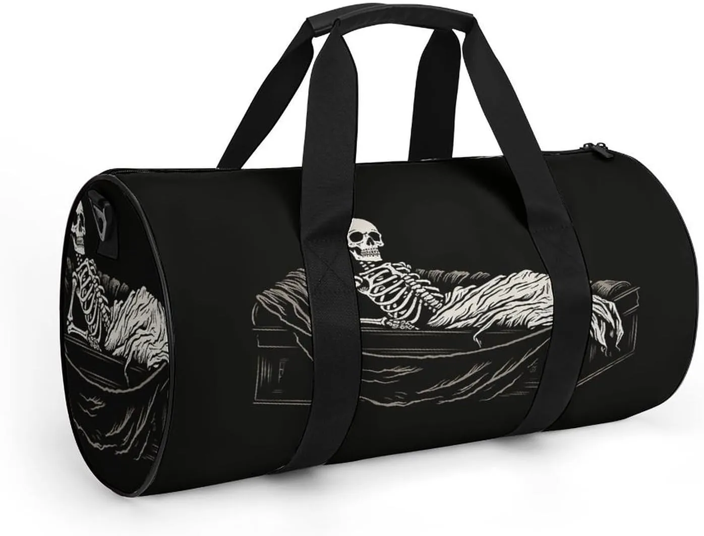 Travel Duffel Bag for Men And Women,Skeleton in The Coffin Waterproof Sports Fitness Bag Portable Travel Duffel Bag, 17.7in/9in/9in