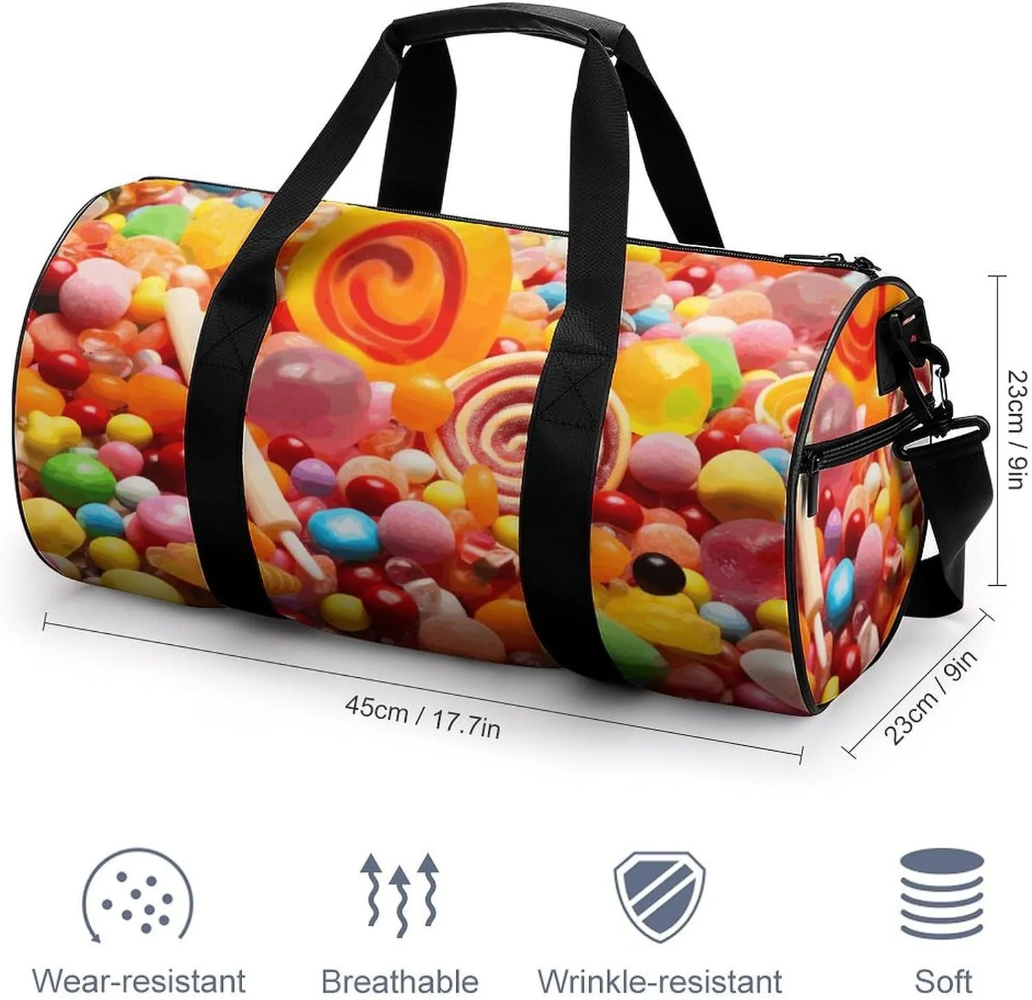 Travel Duffel Bag for Men And Women,Sweet Candies Waterproof Sports Fitness Bag Portable Travel Duffel Bag