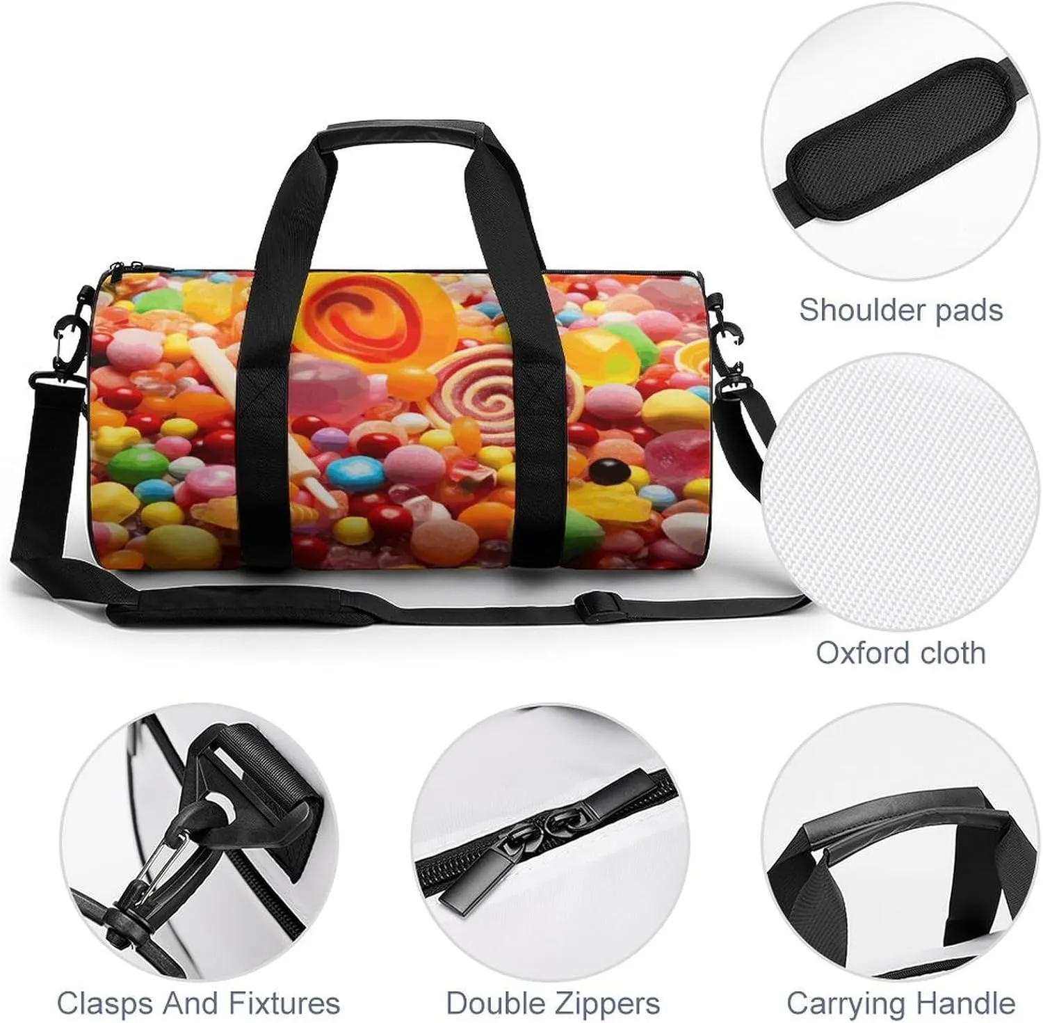 Travel Duffel Bag for Men And Women,Sweet Candies Waterproof Sports Fitness Bag Portable Travel Duffel Bag