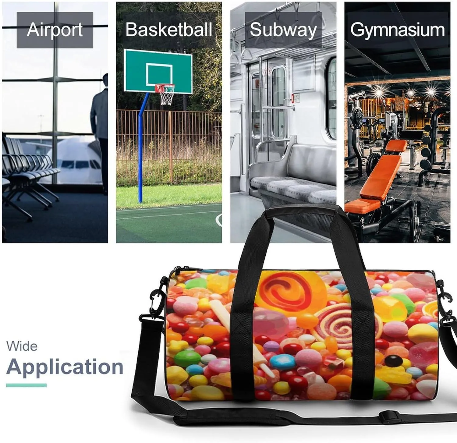Travel Duffel Bag for Men And Women,Sweet Candies Waterproof Sports Fitness Bag Portable Travel Duffel Bag