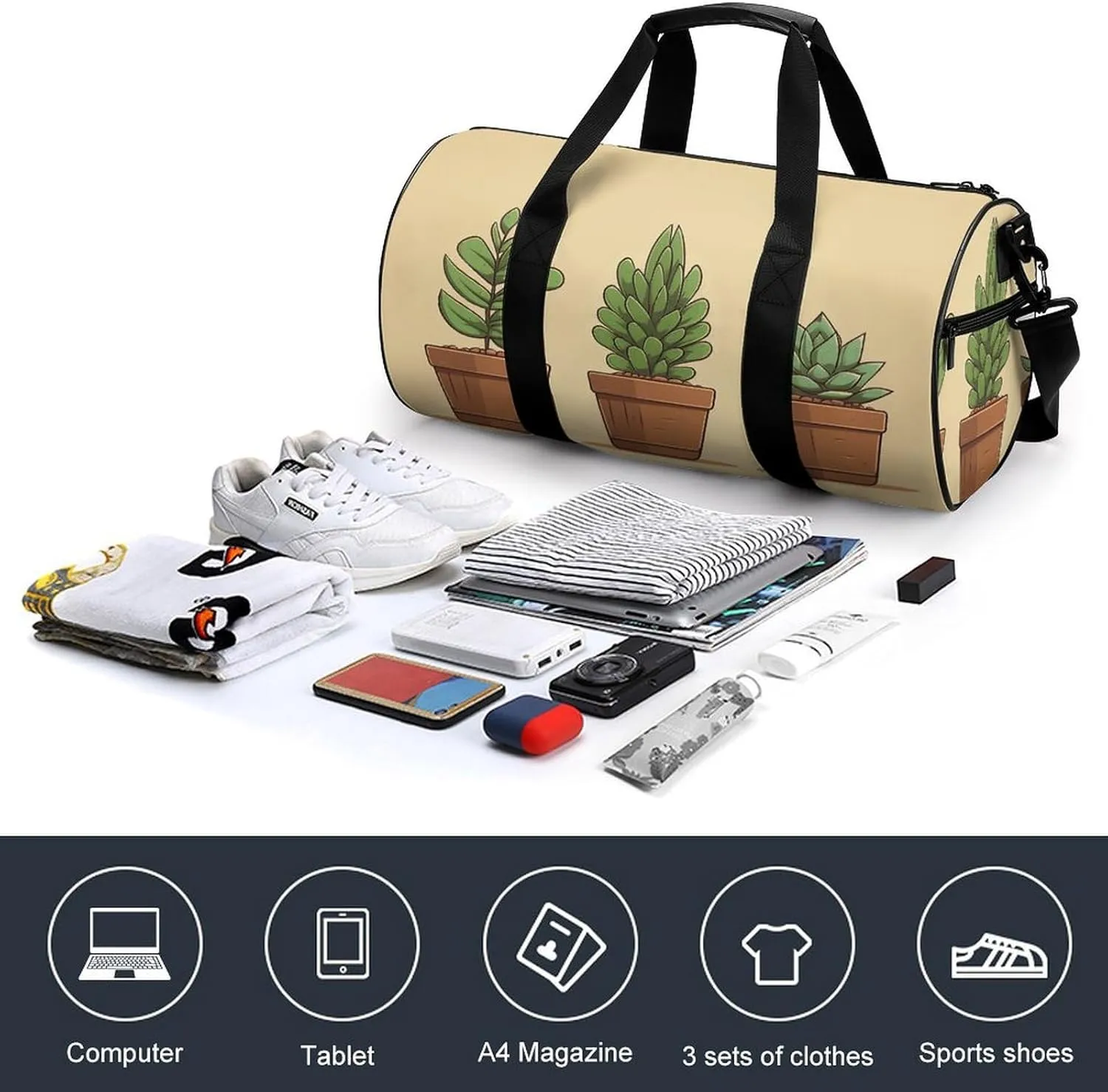 Travel Duffel Bag for Men And Women,Three Pots of Meat Waterproof Sports Fitness Bag Portable Travel Duffel Bag