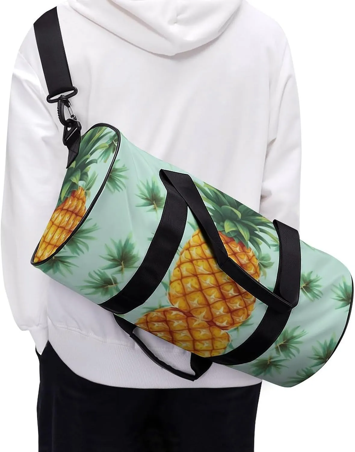 Travel Duffel Bag for Men And Women,Tropical Fruit Pineapple Waterproof Sports Fitness Bag Portable Travel Duffel Bag