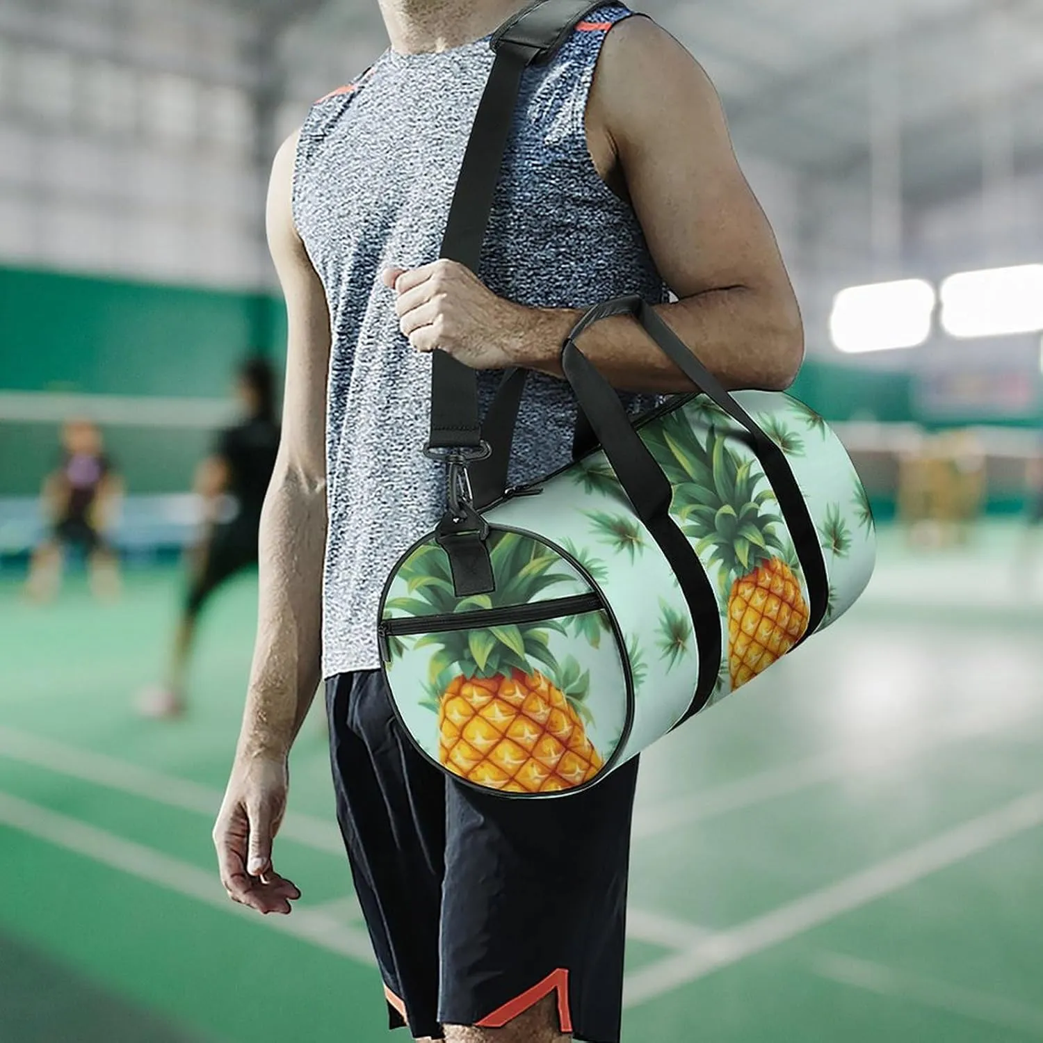 Travel Duffel Bag for Men And Women,Tropical Fruit Pineapple Waterproof Sports Fitness Bag Portable Travel Duffel Bag