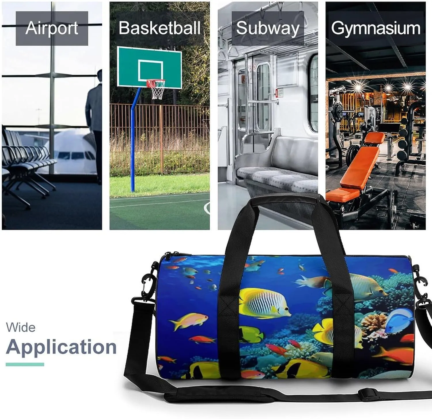 Travel Duffel Bag for Men And Women,Tropical Ocean Sea Fish Waterproof Sports Fitness Bag Portable Travel Duffel Bag