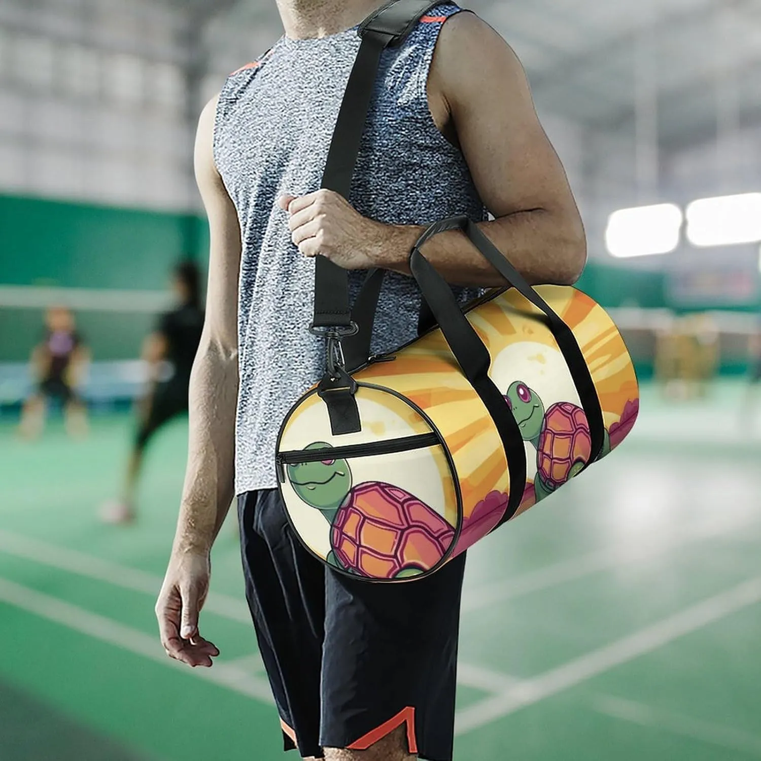 Travel Duffel Bag for Men And Women,Turtle in The Sun Waterproof Sports Fitness Bag Portable Travel Duffel Bag
