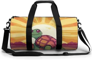 Travel Duffel Bag for Men And Women,Turtle in The Sun Waterproof Sports Fitness Bag Portable Travel Duffel Bag