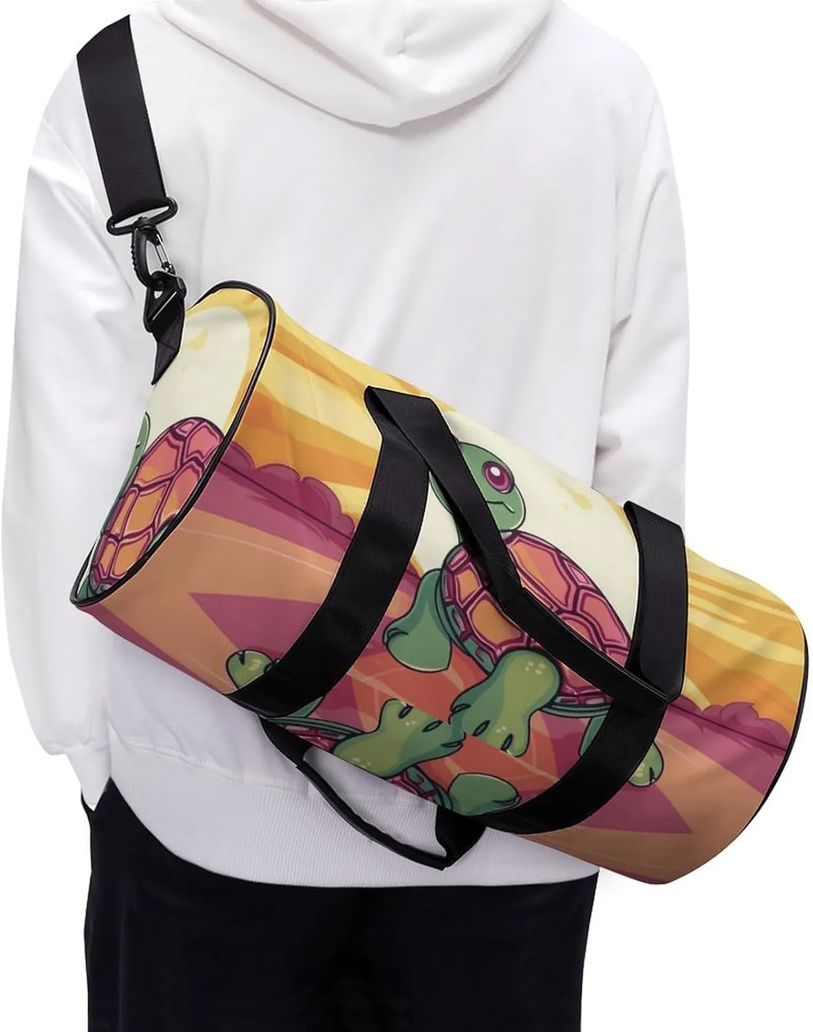 Travel Duffel Bag for Men And Women,Turtle in The Sun Waterproof Sports Fitness Bag Portable Travel Duffel Bag