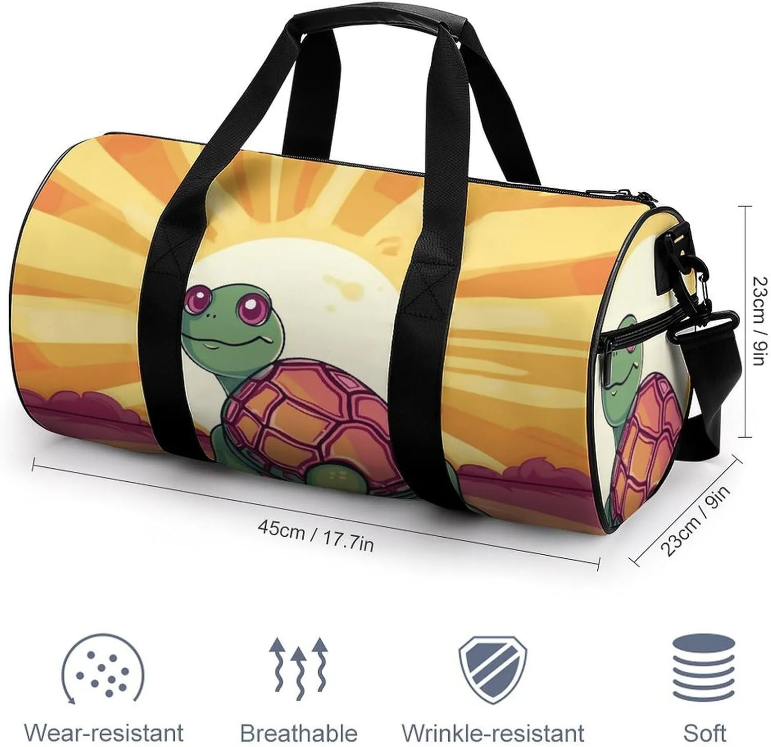 Travel Duffel Bag for Men And Women,Turtle in The Sun Waterproof Sports Fitness Bag Portable Travel Duffel Bag