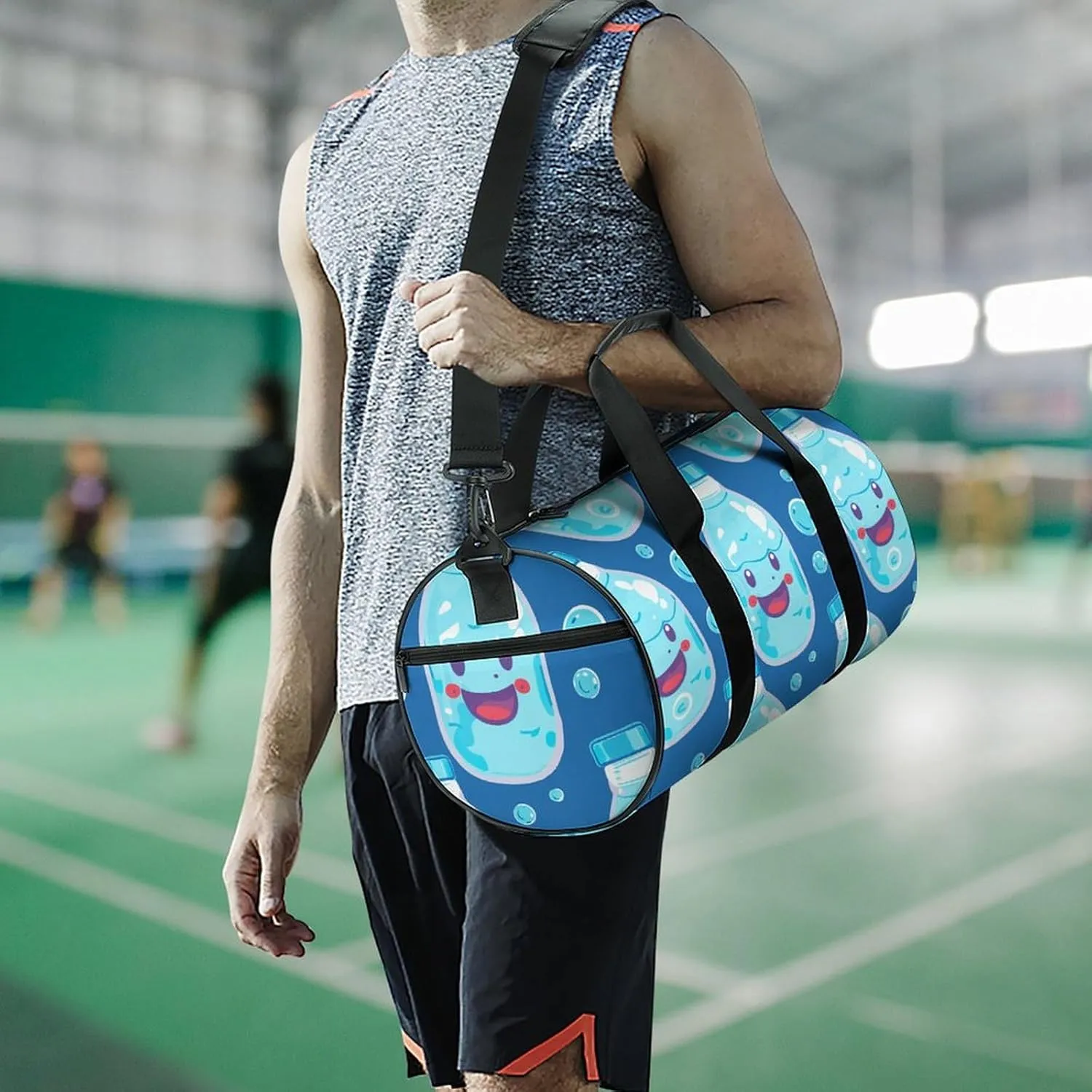 Travel Duffel Bag for Men And Women,Water Bottle Pattern Waterproof Sports Fitness Bag Portable Travel Duffel Bag