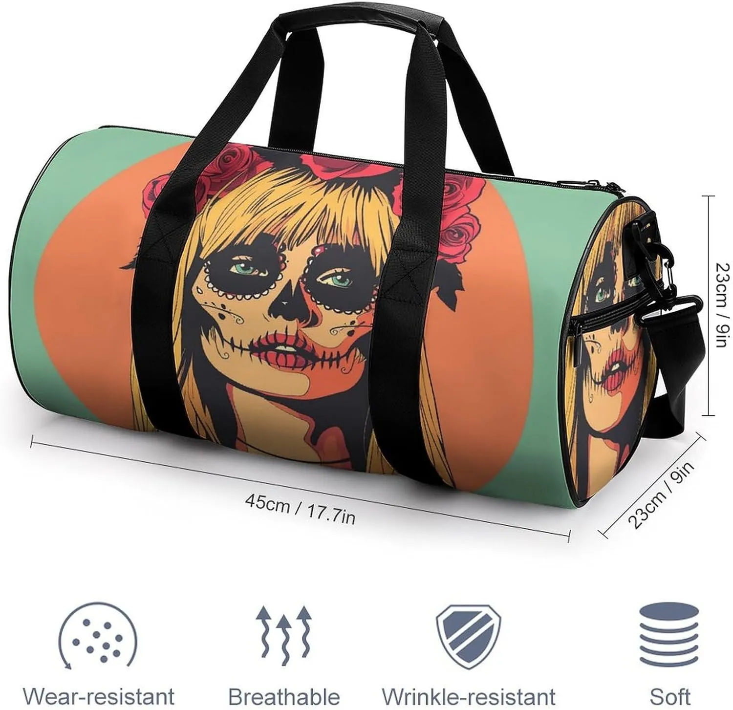 Travel Duffel Bag for Men And Women,Wearing Dark Eye Makeup Waterproof Sports Fitness Bag Portable Travel Duffel Bag
