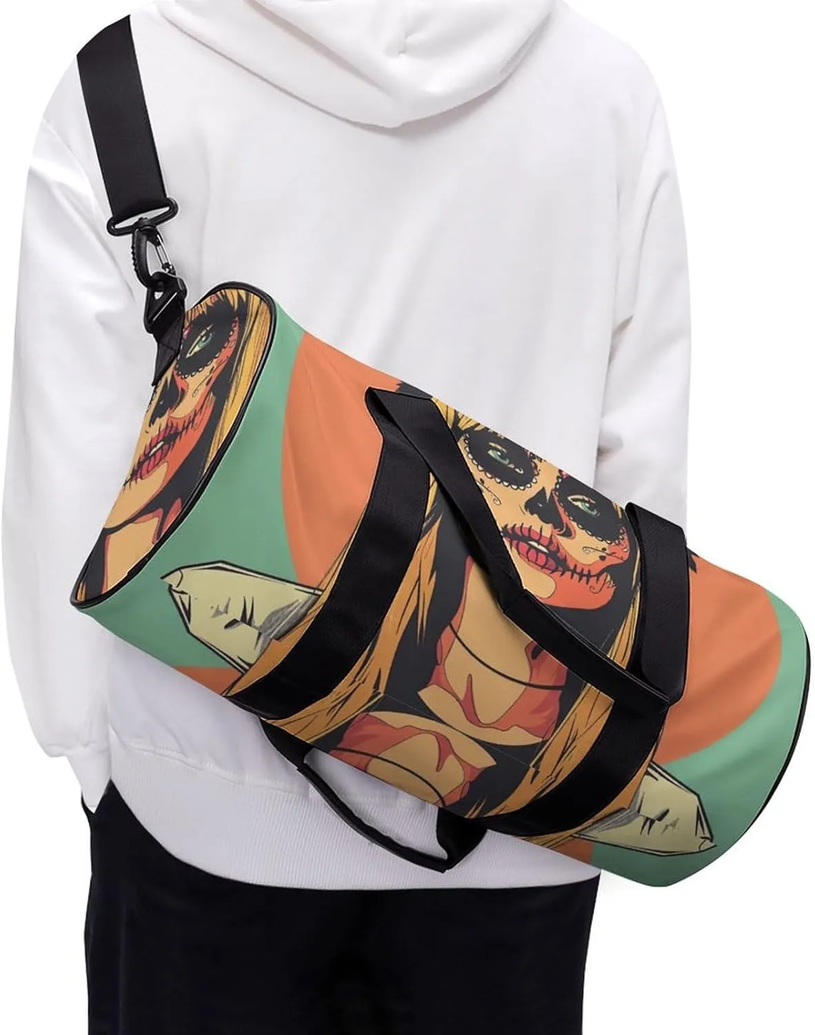Travel Duffel Bag for Men And Women,Wearing Dark Eye Makeup Waterproof Sports Fitness Bag Portable Travel Duffel Bag