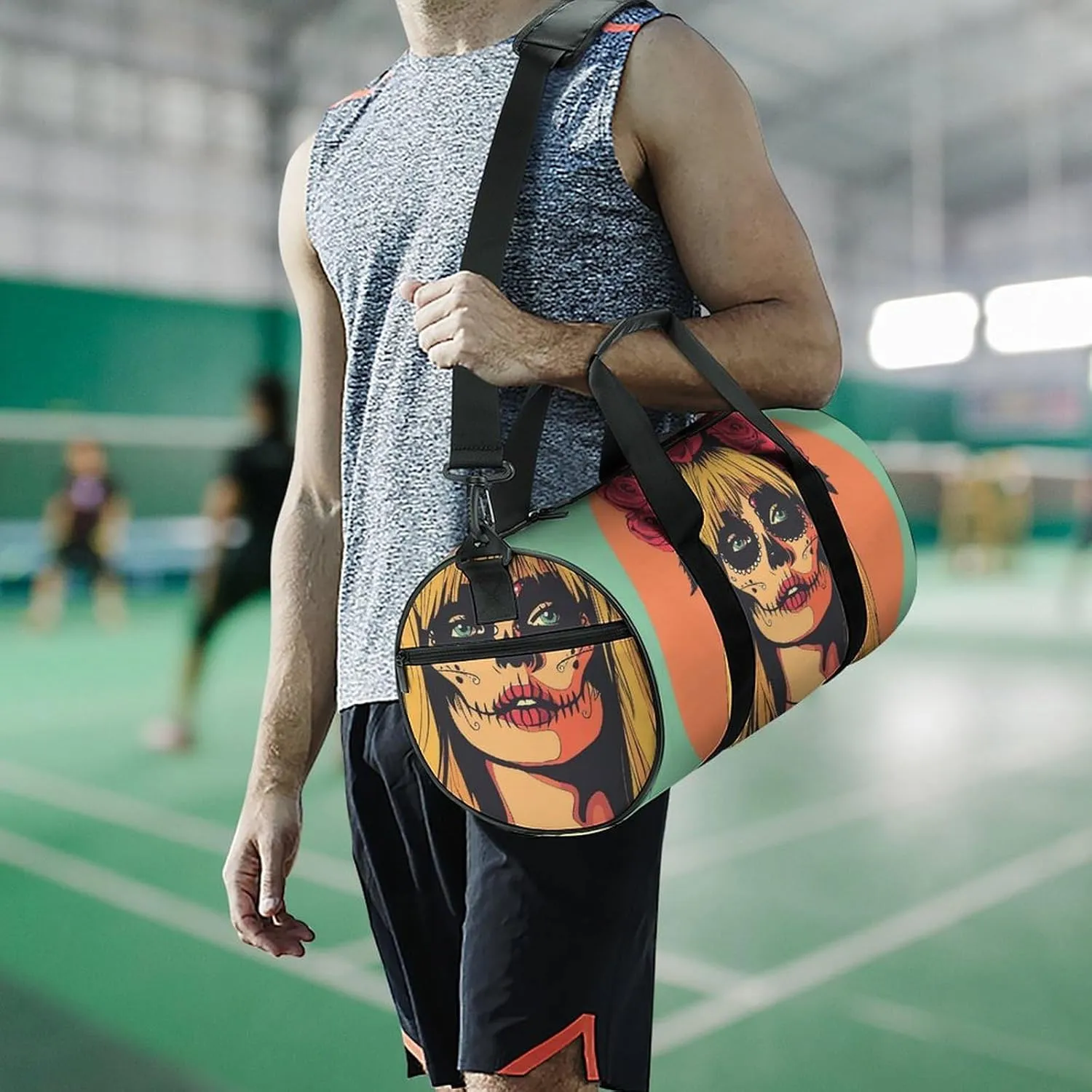 Travel Duffel Bag for Men And Women,Wearing Dark Eye Makeup Waterproof Sports Fitness Bag Portable Travel Duffel Bag