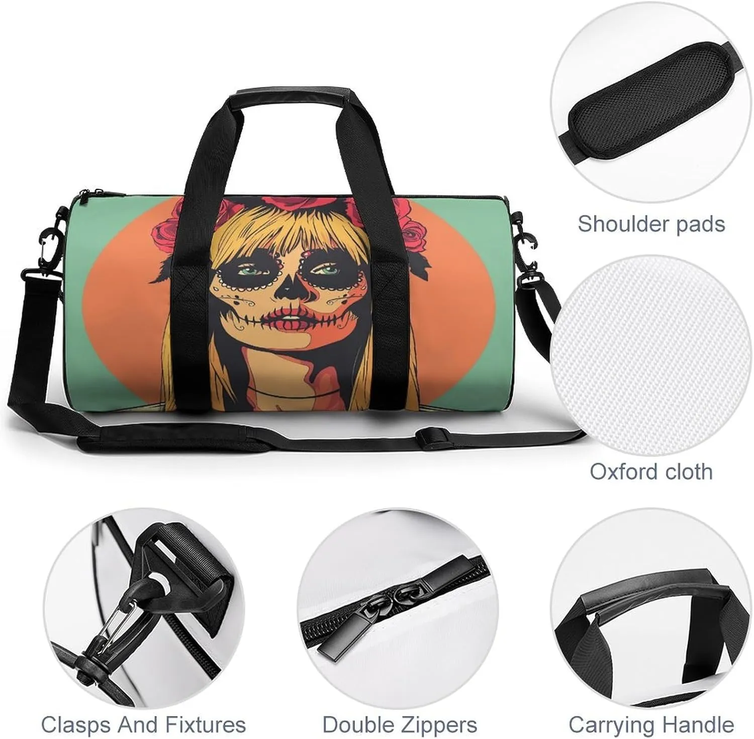 Travel Duffel Bag for Men And Women,Wearing Dark Eye Makeup Waterproof Sports Fitness Bag Portable Travel Duffel Bag