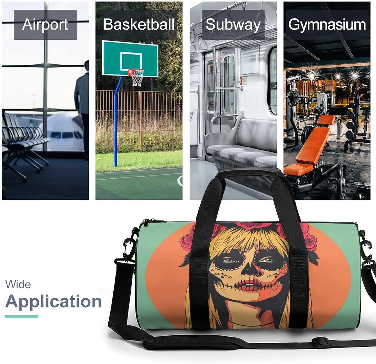 Travel Duffel Bag for Men And Women,Wearing Dark Eye Makeup Waterproof Sports Fitness Bag Portable Travel Duffel Bag