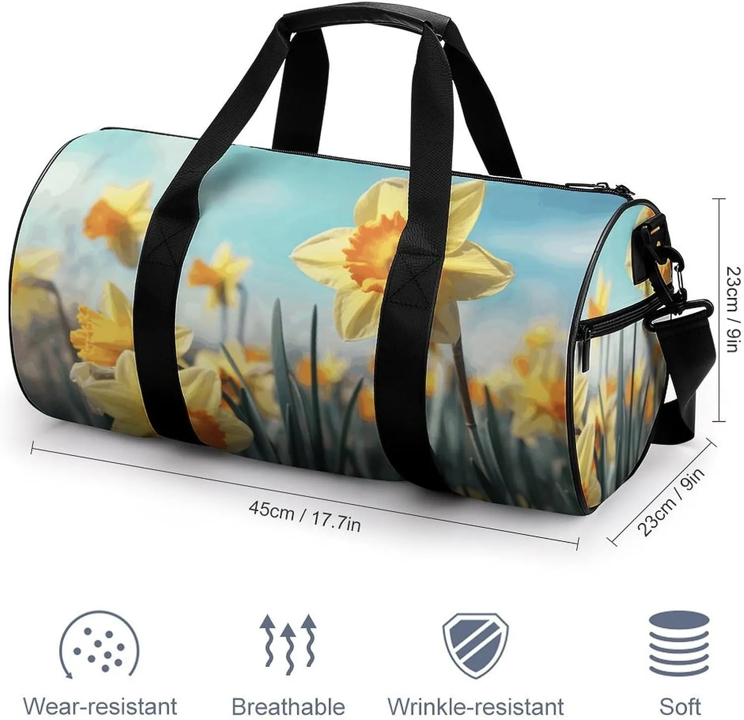 Travel Duffel Bag for Men And Women,Yellow Daffodils Waterproof Sports Fitness Bag Portable Travel Duffel Bag