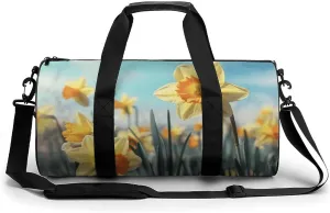 Travel Duffel Bag for Men And Women,Yellow Daffodils Waterproof Sports Fitness Bag Portable Travel Duffel Bag