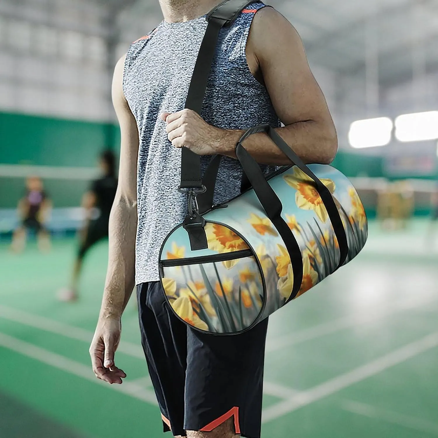 Travel Duffel Bag for Men And Women,Yellow Daffodils Waterproof Sports Fitness Bag Portable Travel Duffel Bag