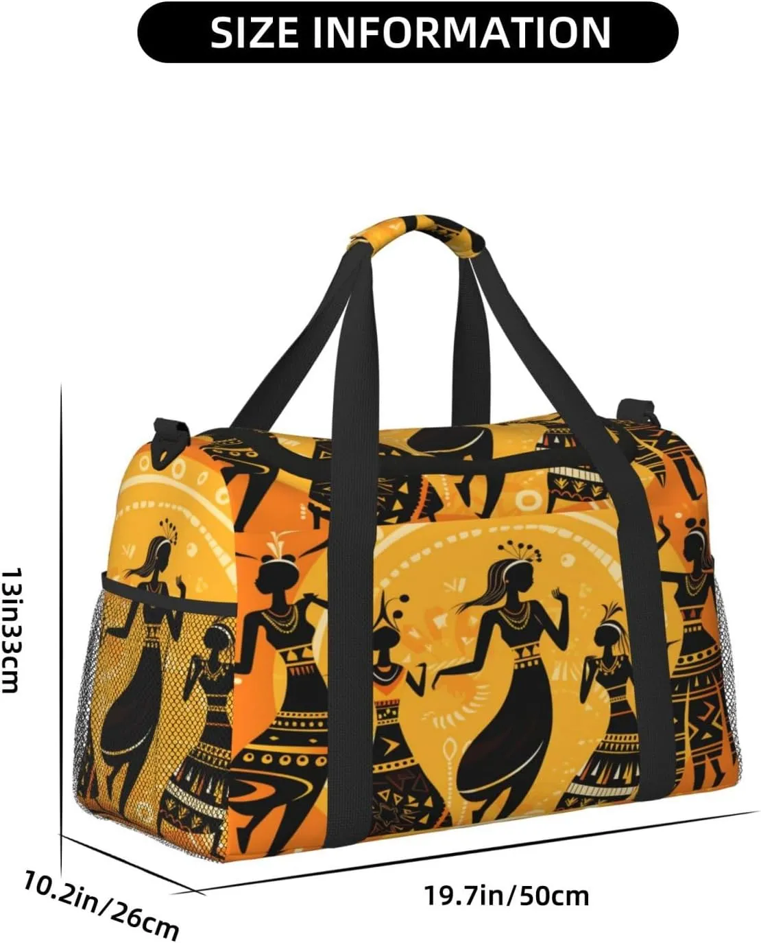 Travel Duffel Bag For Men Women, African Women Dancing Carry On Sport Gym Bag With Shoulder Strap Lightweight Waterproof Weekender Bag Overnight Bag