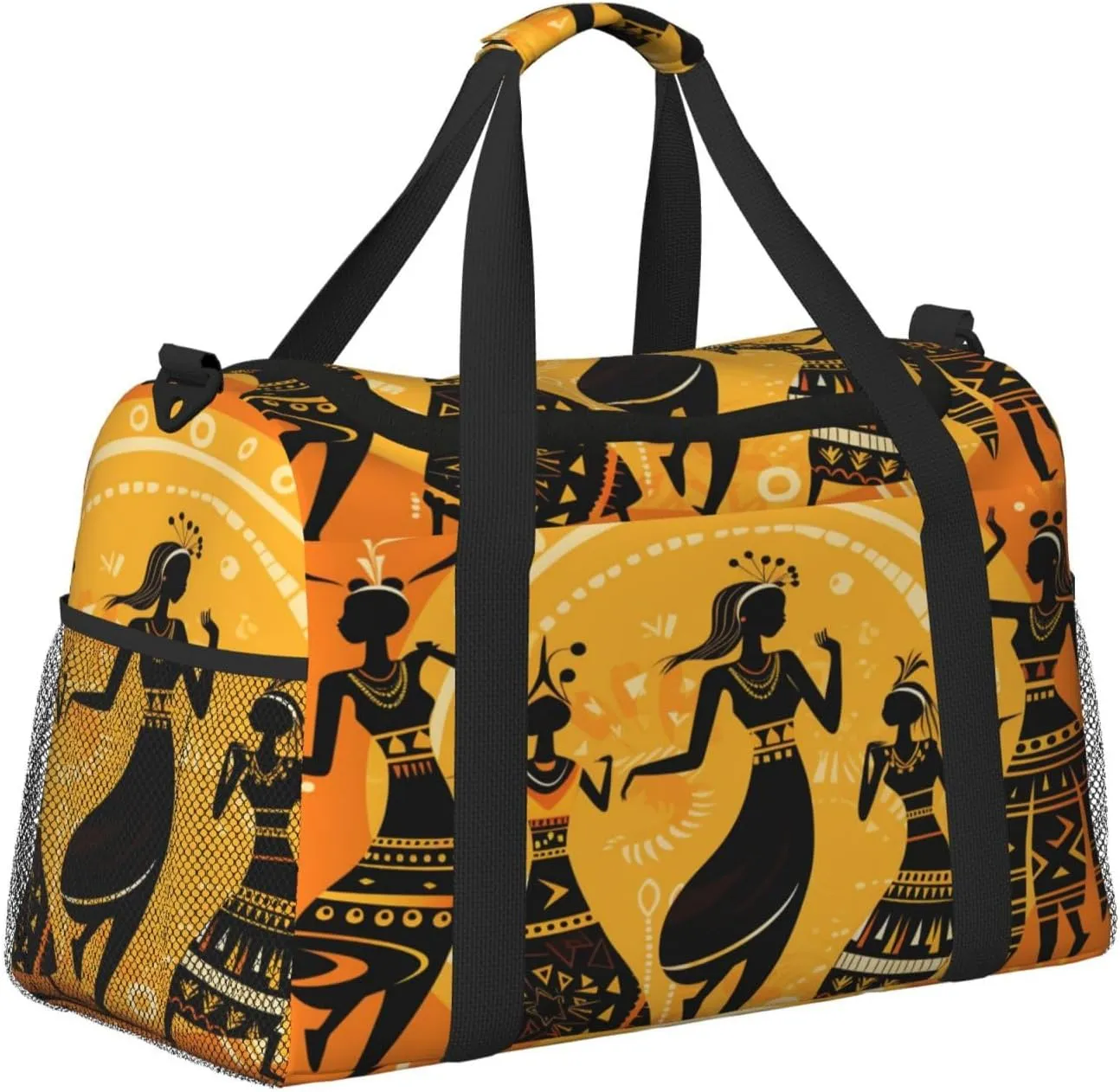 Travel Duffel Bag For Men Women, African Women Dancing Carry On Sport Gym Bag With Shoulder Strap Lightweight Waterproof Weekender Bag Overnight Bag