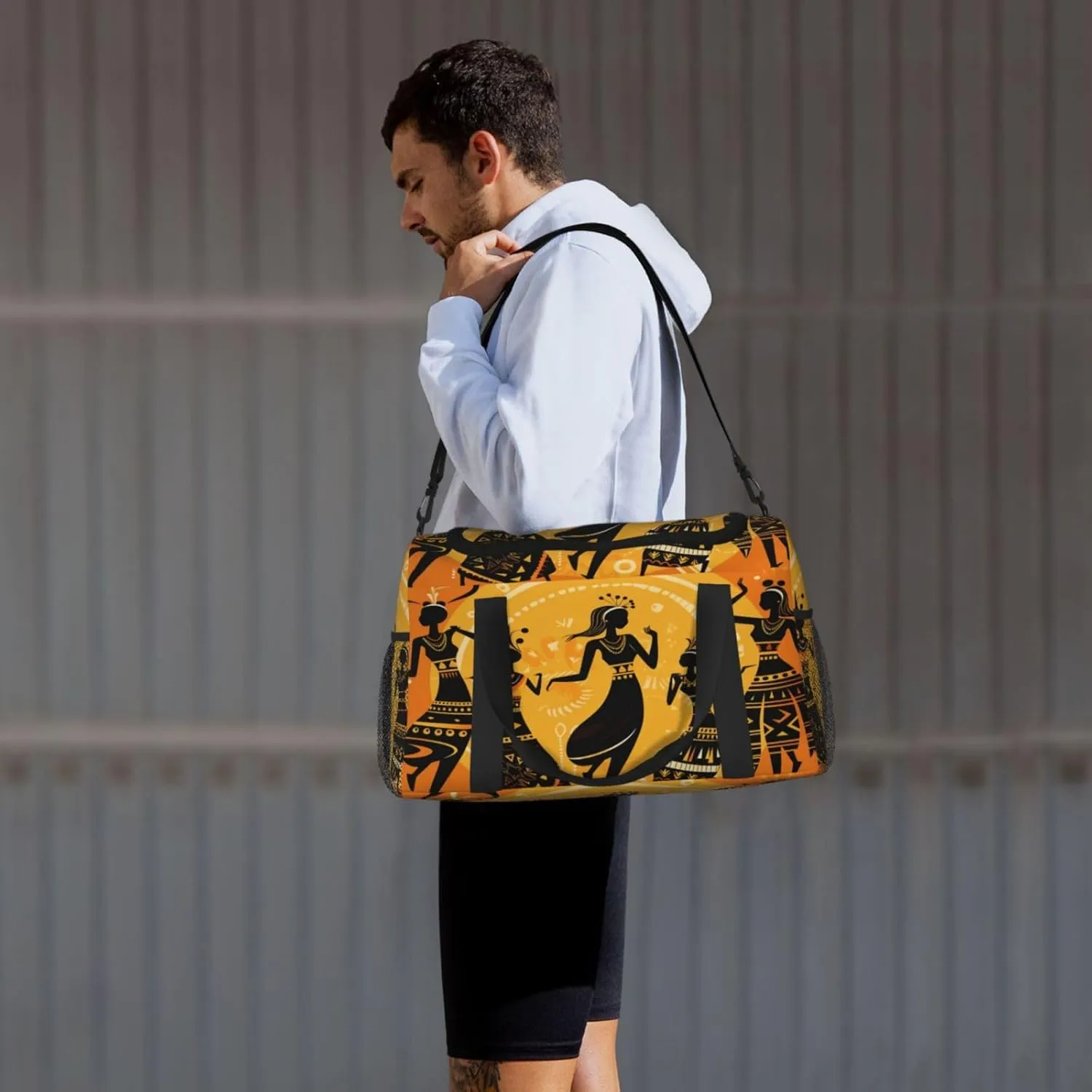 Travel Duffel Bag For Men Women, African Women Dancing Carry On Sport Gym Bag With Shoulder Strap Lightweight Waterproof Weekender Bag Overnight Bag