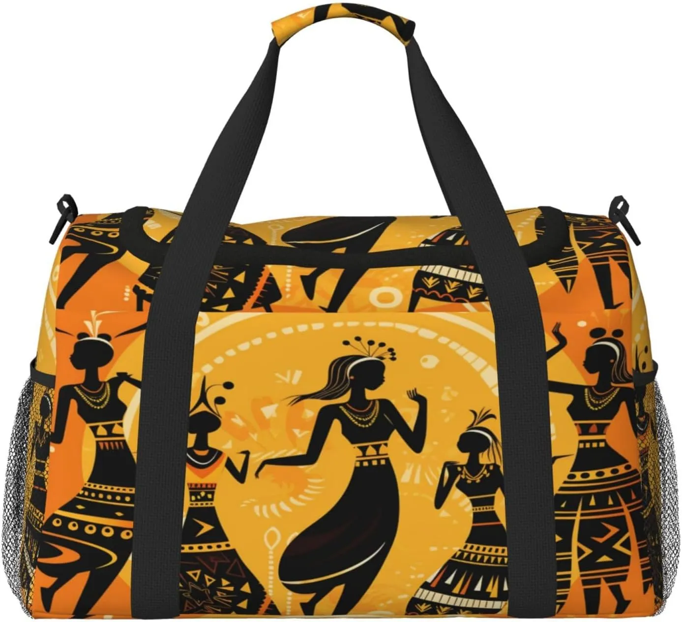 Travel Duffel Bag For Men Women, African Women Dancing Carry On Sport Gym Bag With Shoulder Strap Lightweight Waterproof Weekender Bag Overnight Bag
