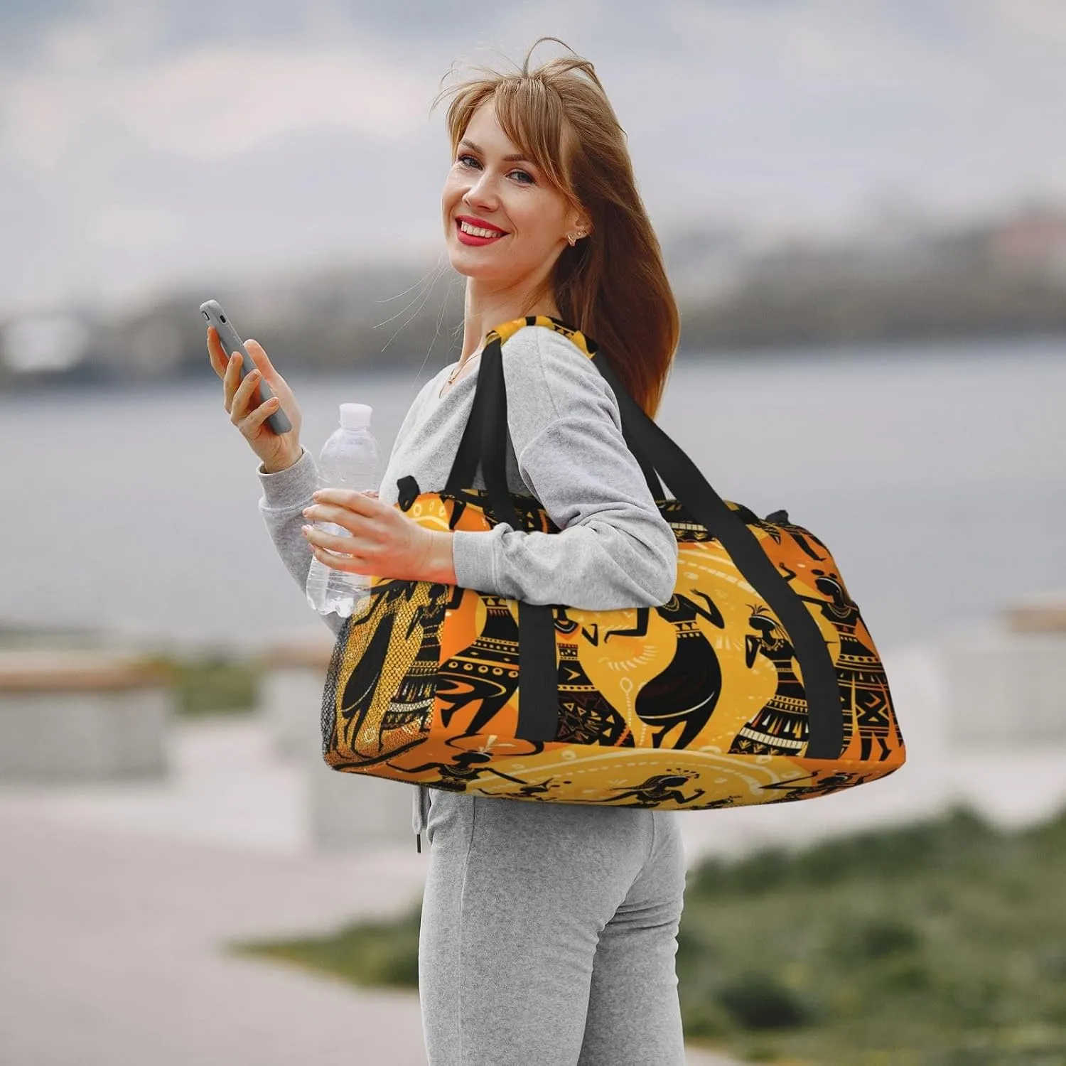 Travel Duffel Bag For Men Women, African Women Dancing Carry On Sport Gym Bag With Shoulder Strap Lightweight Waterproof Weekender Bag Overnight Bag