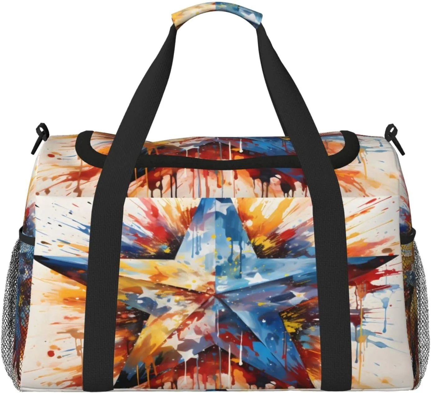 Travel Duffel Bag For Men Women, Blue Star Art Painting Carry On Sport Gym Bag With Shoulder Strap Lightweight Waterproof Weekender Bag Overnight Bag