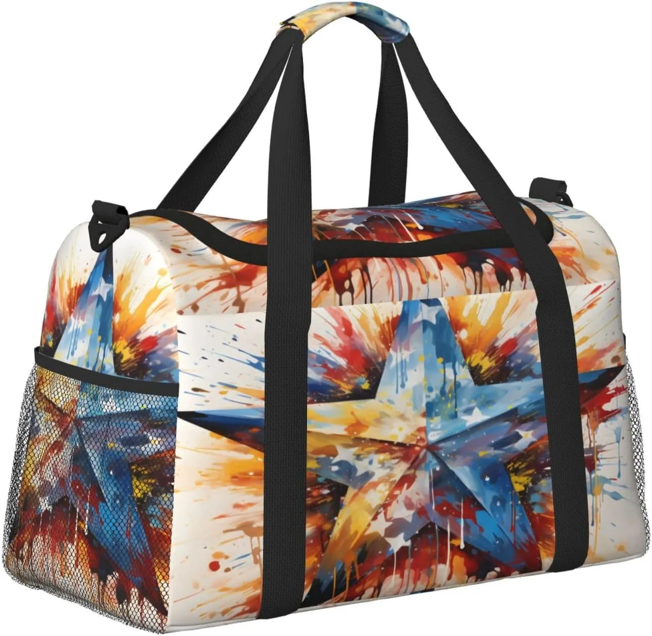 Travel Duffel Bag For Men Women, Blue Star Art Painting Carry On Sport Gym Bag With Shoulder Strap Lightweight Waterproof Weekender Bag Overnight Bag