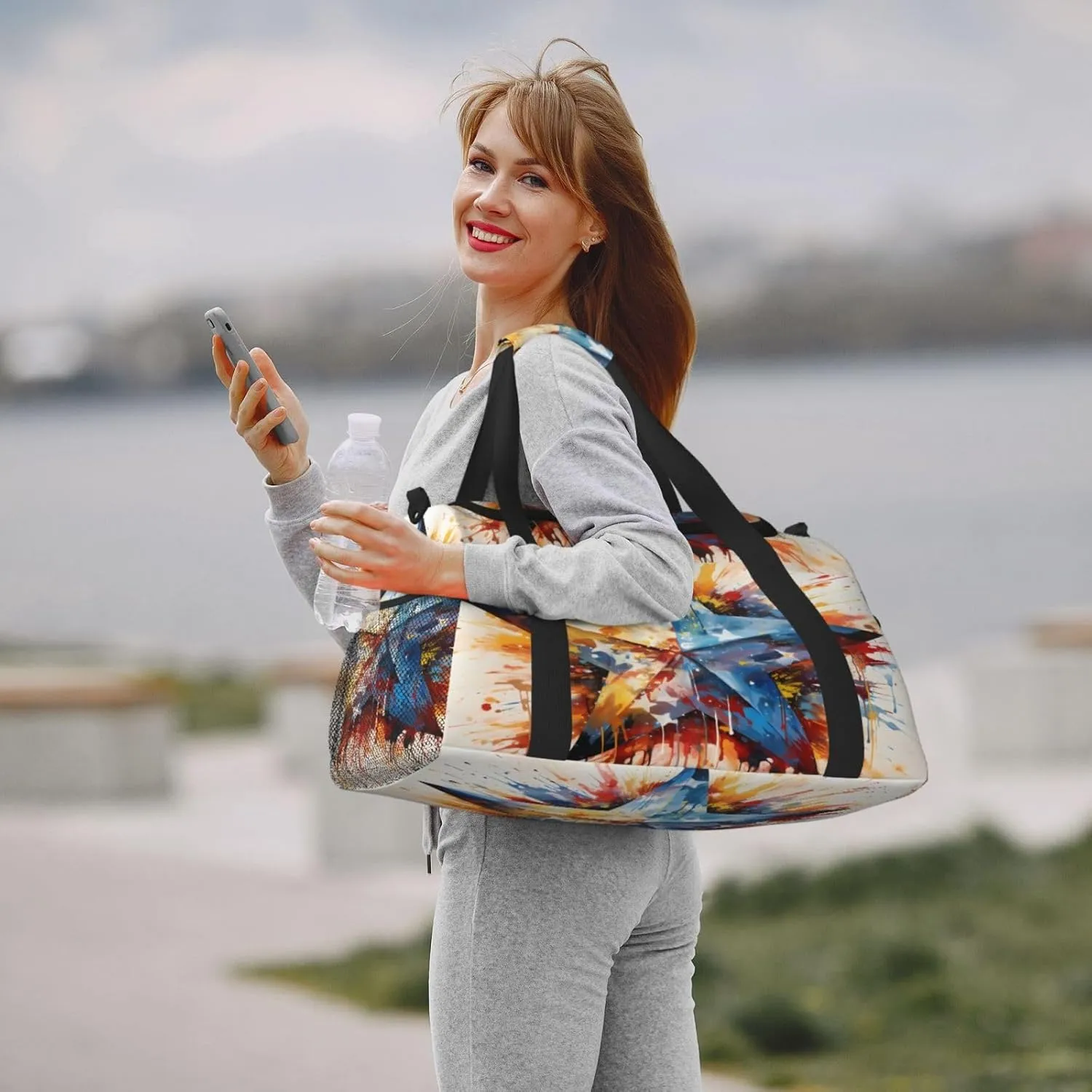 Travel Duffel Bag For Men Women, Blue Star Art Painting Carry On Sport Gym Bag With Shoulder Strap Lightweight Waterproof Weekender Bag Overnight Bag