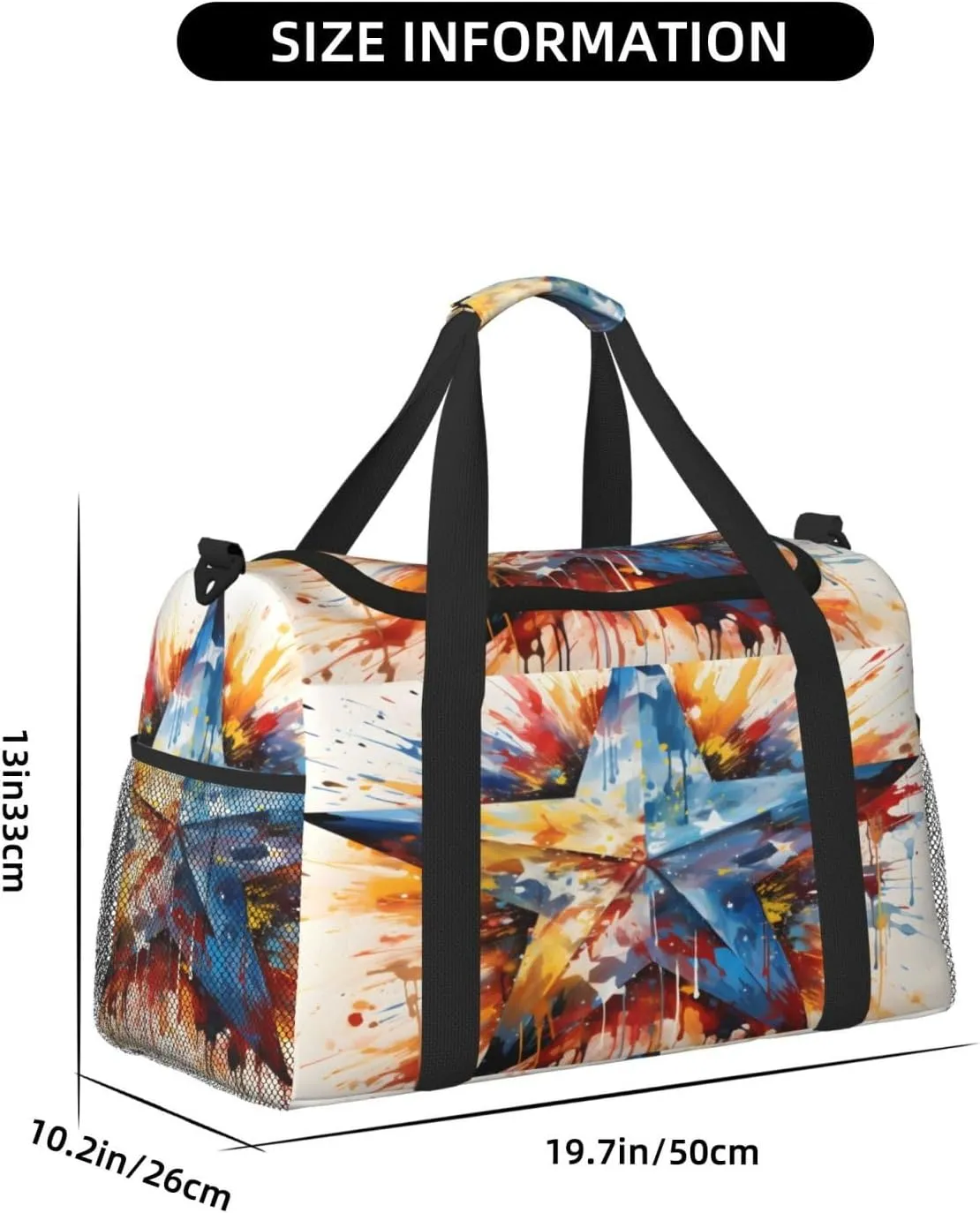 Travel Duffel Bag For Men Women, Blue Star Art Painting Carry On Sport Gym Bag With Shoulder Strap Lightweight Waterproof Weekender Bag Overnight Bag
