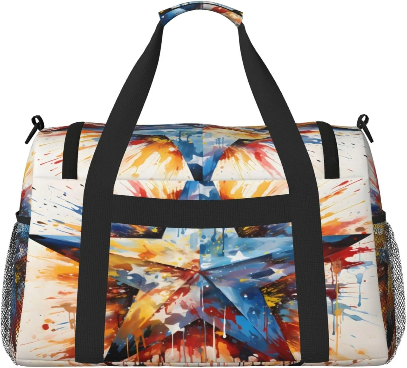 Travel Duffel Bag For Men Women, Blue Star Art Painting Carry On Sport Gym Bag With Shoulder Strap Lightweight Waterproof Weekender Bag Overnight Bag
