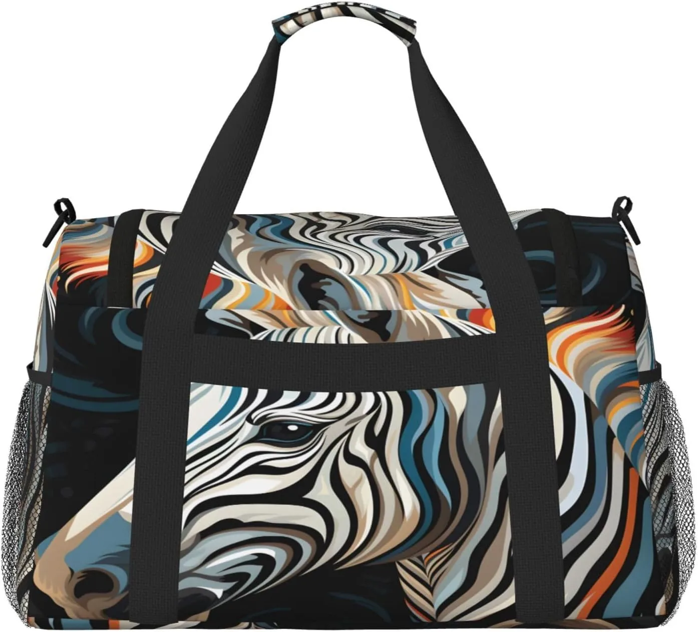 Travel Duffel Bag For Men Women, Cool Animal Zebra Carry On Sport Gym Bag With Shoulder Strap Lightweight Waterproof Weekender Bag Overnight Bag