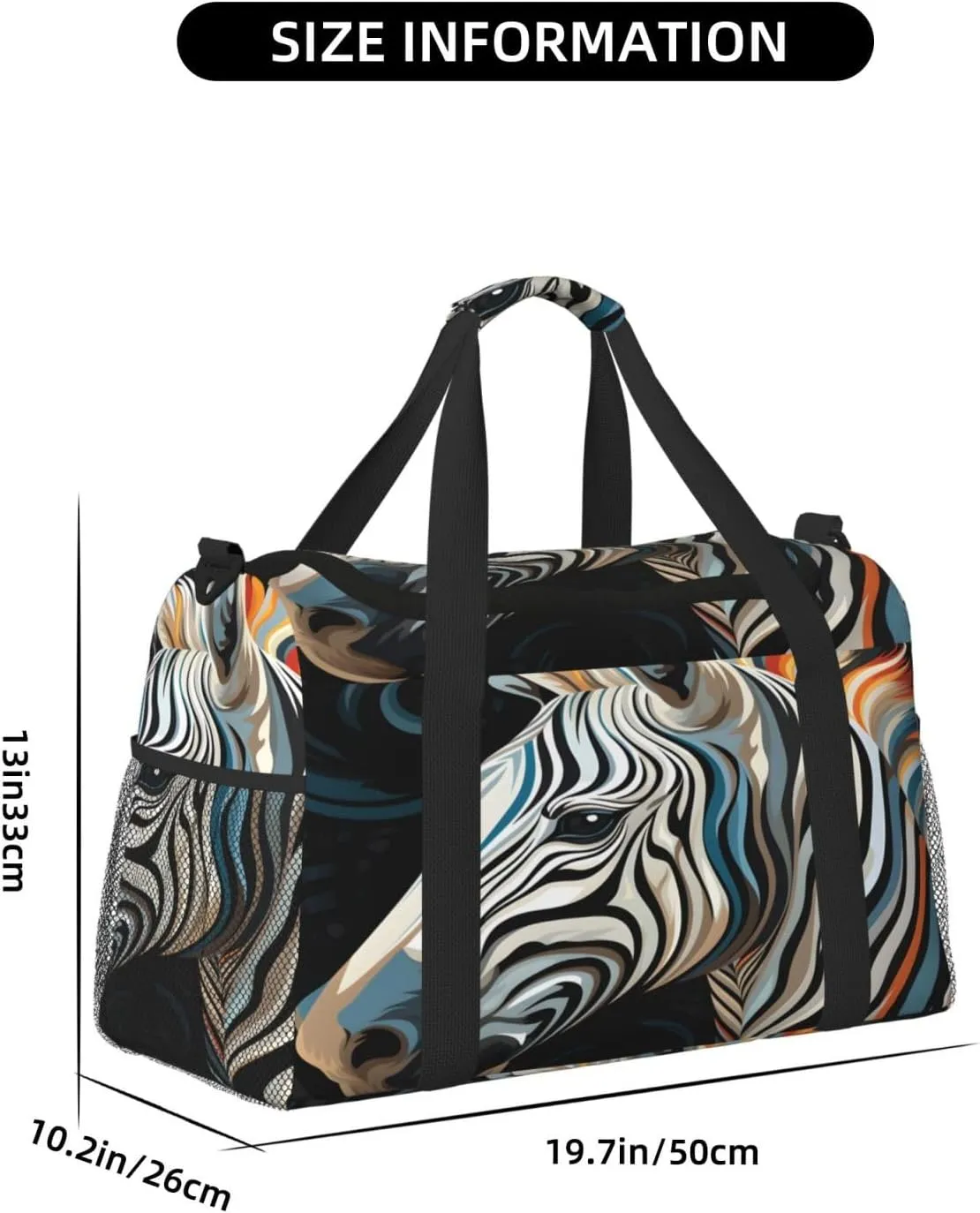 Travel Duffel Bag For Men Women, Cool Animal Zebra Carry On Sport Gym Bag With Shoulder Strap Lightweight Waterproof Weekender Bag Overnight Bag