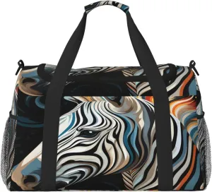 Travel Duffel Bag For Men Women, Cool Animal Zebra Carry On Sport Gym Bag With Shoulder Strap Lightweight Waterproof Weekender Bag Overnight Bag