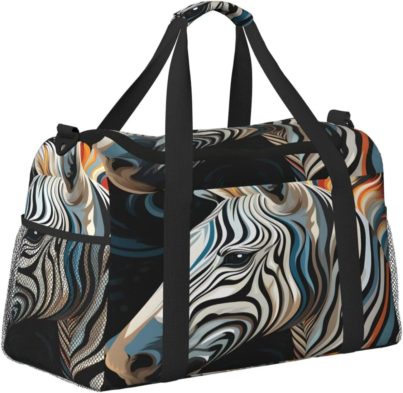 Travel Duffel Bag For Men Women, Cool Animal Zebra Carry On Sport Gym Bag With Shoulder Strap Lightweight Waterproof Weekender Bag Overnight Bag