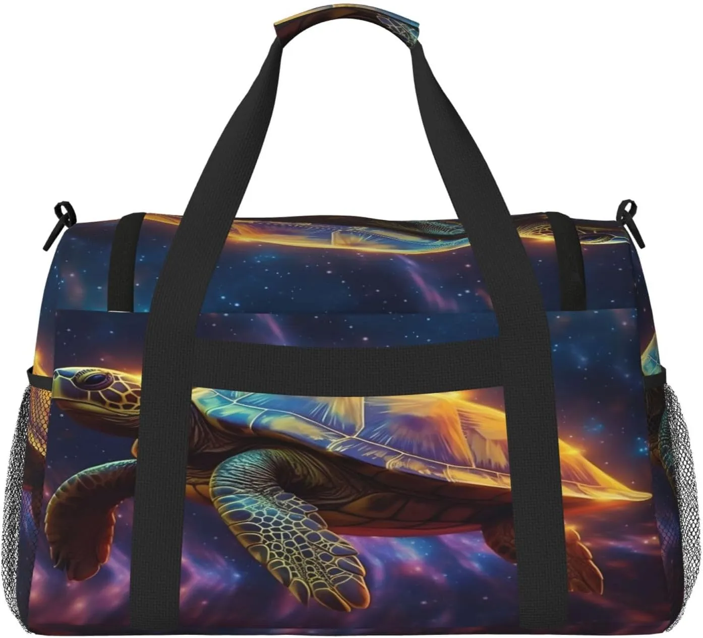 Travel Duffel Bag For Men Women, Fantasy Galaxy Turtle Carry On Sport Gym Bag With Shoulder Strap Lightweight Waterproof Weekender Bag Overnight Bag