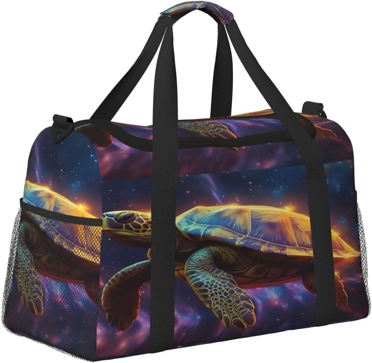Travel Duffel Bag For Men Women, Fantasy Galaxy Turtle Carry On Sport Gym Bag With Shoulder Strap Lightweight Waterproof Weekender Bag Overnight Bag