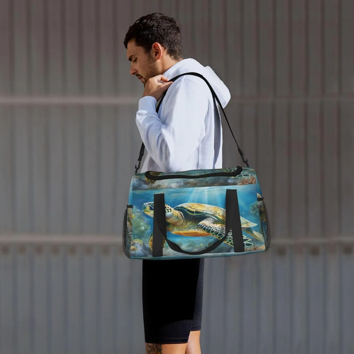 Travel Duffel Bag For Men Women, Sea Tortoise Turtle Carry On Sport Gym Bag With Shoulder Strap Lightweight Waterproof Weekender Bag Overnight Bag