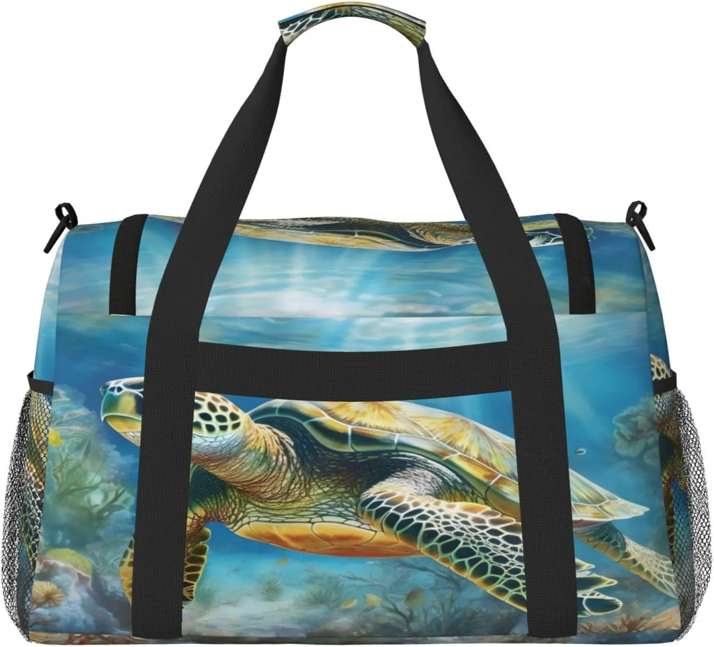 Travel Duffel Bag For Men Women, Sea Tortoise Turtle Carry On Sport Gym Bag With Shoulder Strap Lightweight Waterproof Weekender Bag Overnight Bag